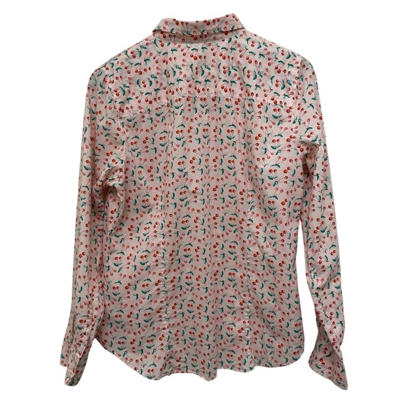 J. Crew 100% Cotton Pink Cherry Print Long Sleeve Button Down Women’s Shirt L - Picture 3 of 11